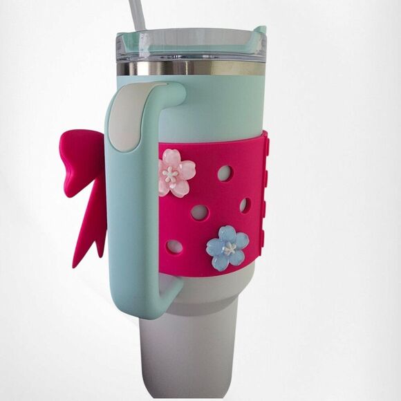 Barbie Pink Jumbo Princess Ribbon Bow Silicone Tumbler Sleeve | Stanley 40oz - Picture 5 of 5